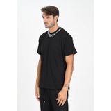 Versace Erkek Regular Fit Yakası Logo Detaylı Pamuklu Kısa Kollu Siyah T-Shirt 79GAHP03CJ01P-899 - XL