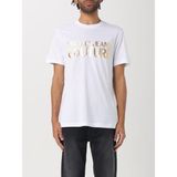 Versace Erkek Regular Fit Yuvarlak Yaka Baskı Detaylı Kısa Kollu Beyaz-Altın T-Shirt 78GAHT05CJ00T-G03 - XL