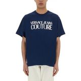 Versace Erkek Regular Fit Yuvarlak Yaka Kısa Kollu Lacivert T-Shirt 78GAHE05CJ00E-283 - M