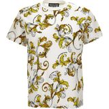 Versace Erkek Yuvarlak Yaka Kısa Kollu Pamuklu Grafik Desenli Beyaz-Altın T-Shirt 78GAH6S0JS458-G03