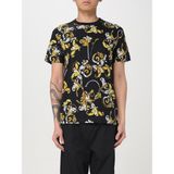 Versace Erkek Yuvarlak Yaka Kısa Kollu Pamuklu Grafik Desenli Siyah-Altın T-Shirt 78GAH6S0JS458-G89