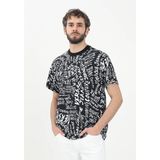 Versace Erkek Yuvarlak Yaka Logo Baskılı Kısa Kollu Siyah-Beyaz T-Shirt 78GAH6R0JS440-L01 - M