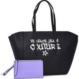 Versace Grafiti Detaylı Kadın Omuz Çantası - Siyah - Lila - STD