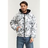 VERSACE JEANS COUTURE 50D Printed Porcelain Baroque Erkek Şişme Mont Beyaz, 48, 50D Printed Porcelain Baroque, WHITE, mens