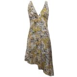 Versace Jeans Couture Barok Desenli V Yaka Asimetrik Elbise Bayan ELBİSE 74HAO912 NS228 G03