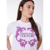 Versace Jeans Couture Beyaz Kadın Standart Baskılı T-Shirt 76HAHG02