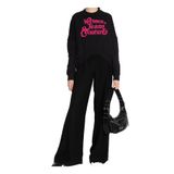 VERSACE JEANS COUTURE Bisiklet Yaka Baskılı Kazak, L, 5003068671, Siyah, Kadın