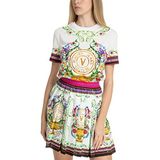 VERSACE JEANS COUTURE Bisiklet Yaka Logolu Desen Baskılı T-Shirt, S, 74HAH6A3 JS171 G03, BEYAZ, Kadın