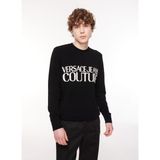 Versace Jeans Couture Bisiklet Yaka Slim Fit Siyah - Beyaz Erkek Kazak 75Gafm01Cm31Ha0E - XL