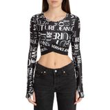 VERSACE JEANS COUTURE Bisiklet Yaka T-Shirt, 42, 864, Siyah, Kadın