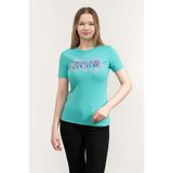 VERSACE JEANS COUTURE Bisiklet Yaka T-Shirt, M, 77HAHE06CJ02E, Turkuaz, Kadın