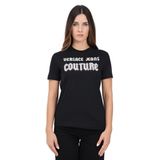 VERSACE JEANS COUTURE Bisiklet Yaka T-Shirt Siyah, M, 77HAHC02CJ01C, BLACK, Kadın