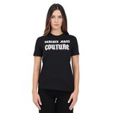 VERSACE JEANS COUTURE Bisiklet Yaka T-Shirt Siyah, S, 77HAHC02CJ01C, BLACK, Kadın