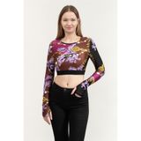 VERSACE JEANS COUTURE Bisiklet Yaka T-Shirt Yeşil, 42, 75HAH218JS203, YESIL/KIRMIZI, Kadın