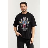 VERSACE JEANS COUTURE Cotton Jersey Bisiklet Yaka T-Shirt, XL, 79GAHT10CJ00T, Siyah, Erkek