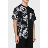 Versace Jeans Couture Desenli Pamuklu Bisiklet Yaka Regular Fit T Shirt Erkek T Shirt 76GAH611 JS287 899 - Siyah