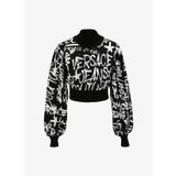 Versace Jeans Couture Dik Yaka Normal Desenli Siyah - Beyaz Kazak Kadın 75HAFM25