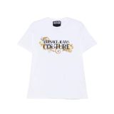 Versace Jeans Couture Erkek Bisiklet Yaka T-Shirt, Beyaz/Gold, 2XL