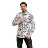 VERSACE JEANS COUTURE Erkek Gömlek, Barok Desen, Beyaz, 52 Beden