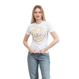 Versace Jeans Couture Kadın Bisiklet Yaka T-Shirt, Beyaz/Gold, S Beden