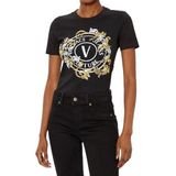 Versace Jeans Couture Kadın Bisiklet Yaka T-Shirt, Kısa Kollu, Siyah/Gold, M Beden