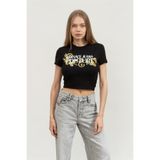 Versace Jeans Couture Kadın Bisiklet Yaka T-Shirt, Kısa Kollu, Siyah/Gold, S Beden
