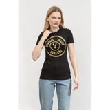 Versace Jeans Couture Kadın Bisiklet Yaka T-Shirt, Siyah/Gold, M Beden