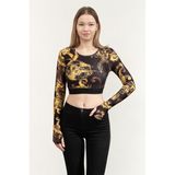 Versace Jeans Couture Kadın C Tape T-Shirt, Siyah/altın, 40 Beden, BLACK/GOLD