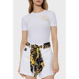 Versace Jeans Couture Kadın Pamuklu Logolu Bisiklet Yaka Slim Fit T-Shirt, Beyaz, M Beden