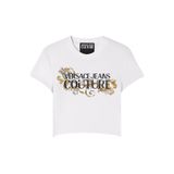 VERSACE JEANS COUTURE Kadın Yuvarlak Yaka, Baskılı T-Shirt, Beyaz, S