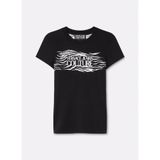 VERSACE JEANS COUTURE Kadın Yuvarlak Yaka, Baskılı T-Shirt, Siyah, L