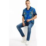Versace Jeans Couture Mavi Erkek Apaş Relaxed Karma Desenli Gömlek Mıx Zebra Barocco Shırt - Saks - 48