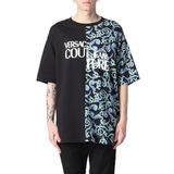 Versace Jeans Couture Pamuklu Oversize Bisiklet Yaka T Shirt Erkek T SHİRT 74GAHE06 CJ00E 899