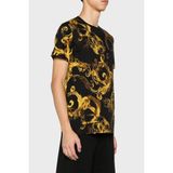 Versace Jeans Couture Pamuklu Slim Fit Bisiklet Yaka T Shirt Erkek T Shirt 76GAH6S0 JS287 G89 - Siyah - Gold