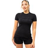 VERSACE JEANS COUTURE Siyah Logolu Pamuklu Bisiklet Yaka Slim Fit T-Shirt, L, 76HAH6A8 J0020 899, SİYAH, Kadın