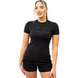 VERSACE JEANS COUTURE Siyah Logolu Pamuklu Bisiklet Yaka Slim Fit T-Shirt, M, 76HAH6A8 J0020 899, SİYAH, Kadın