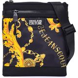 Versace Jeans Couture Slikon Fermuar Tepeli Erkek Omuz Çantası - Siyah Desenli - STD