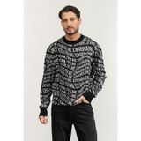VERSACE JEANS COUTURE Triko Kazak, L, 79GAFM10CMN96, BLACK/WHITE, Erkek