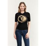 VERSACE JEANS COUTURE Triko Kazak, M, 74HAFM45CM12H, SIYAH/ALTIN, Kadın