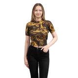 Versace Jeans Couture Watercolor Knitwear Kadın Bluz, Siyah/Altın, S Beden