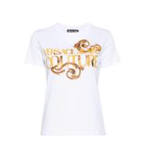 VERSACE JEANS COUTURE Yuvarlak Yaka Baskılı T-Shirt, M, 5003158606, Beyaz, Kadın