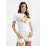 VERSACE JEANS COUTURE Yuvarlak Yaka Baskılı T-Shirt, S, 5003158606, Beyaz, Kadın