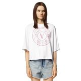 VERSACE JEANS COUTURE Yuvarlak Yaka Baskılı T-Shirt, S, 5003158609, Beyaz, Kadın