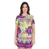 VERSACE JEANS COUTURE Yuvarlak Yaka Desenli Çok Renkli T-Shirt, XS, 5003158617, Çok Renkli, Kadın