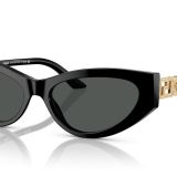 Versace Kadın Güneş Gözlüğü Siyah Çerçeve, Koyu Gri Lensler, 56MM, Siyah, Large