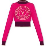 Versace Kadın Logolu Günlük Kullanım Uzun Kollu Pembe Kazak 75HAFM21 CM01A-455