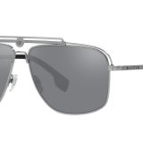 Versace Man Güneş Gözlüğü Tunç Çerçeve, Açık Gri Ayna Siyah Lensler, 61MM, Topuz metali, X-Large