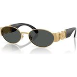 Versace Oval Güneş Gözlüğü Altın Çerçeve ile Koyu Gri Cam UV 400 Koruma Özelliği 2299 100287 56