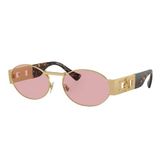 Versace Unisex Güneş Gözlüğü Mat Tunç Çerçeve, Gri Ayna Gümüş Lensler, 56MM, Mat Altın, Large