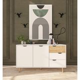 Vertex Mobilya Defne Konsol 140 cm 2 Kapak 3 Çekmece Konsol Safir Meşe - Beyaz - 140 x 45 cm - Ceviz - Gümüş